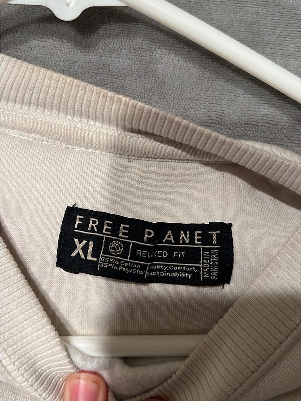 Free Planet XL Relaxed Crewneck Sweatshirt - Light Beige